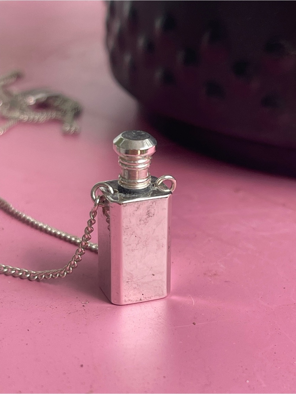 Silver Perfume Vial Pendant Necklace - Women Jewelry